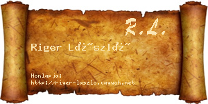 Riger László névjegykártya
